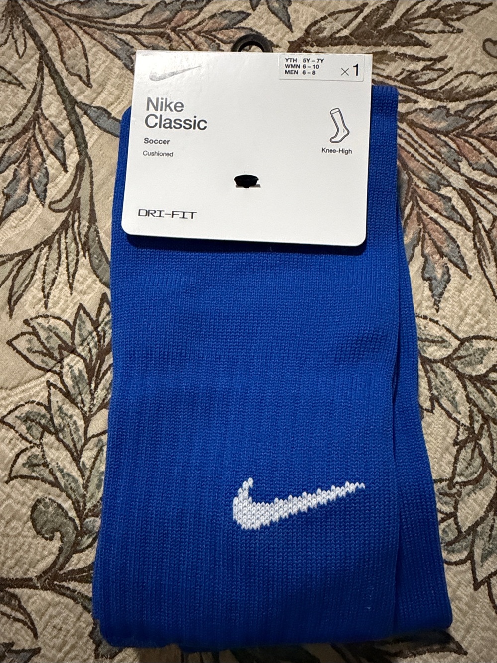 Nike Royal Blue Dri-FIT Knee-High Soccer Socks with White Swoosh